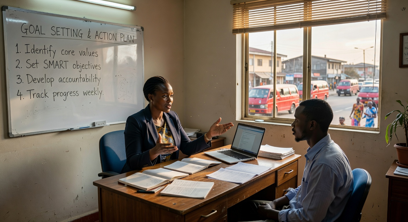 Personal development coaching session in Uganda